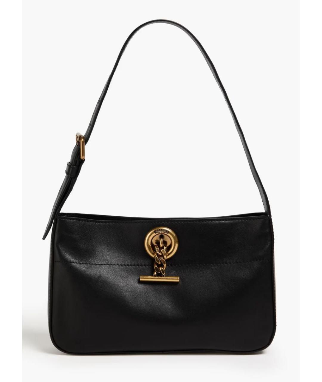MOSCHINO Черная кожаная сумка через плечо, фото 6