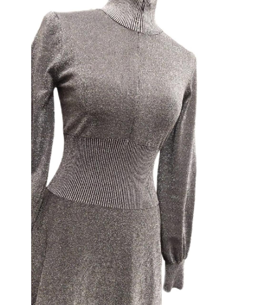 PINKO Серебряное полиэстеровое повседневное платье, фото 3