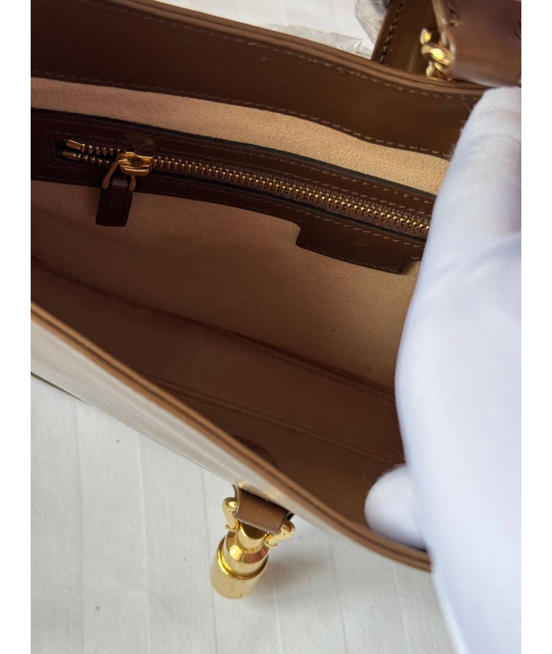 GUCCI Коричневая кожаная сумка с короткими ручками, фото 4
