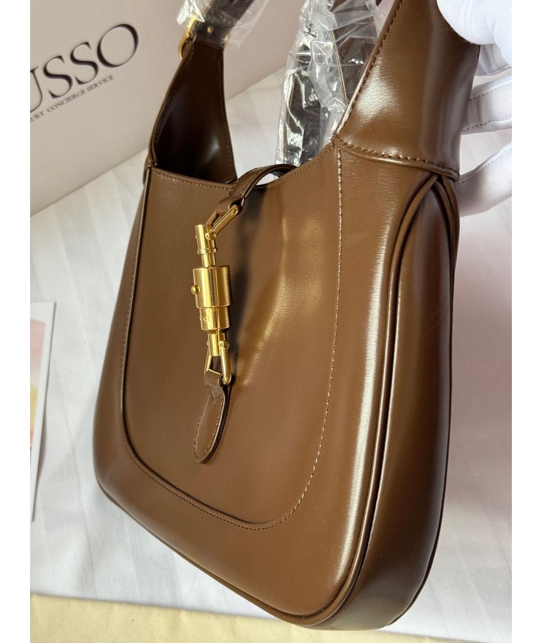 GUCCI Коричневая кожаная сумка с короткими ручками, фото 5