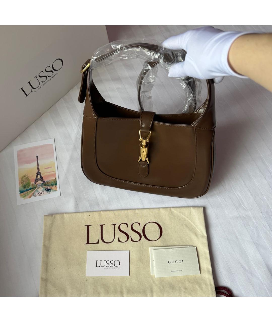 GUCCI Коричневая кожаная сумка с короткими ручками, фото 2