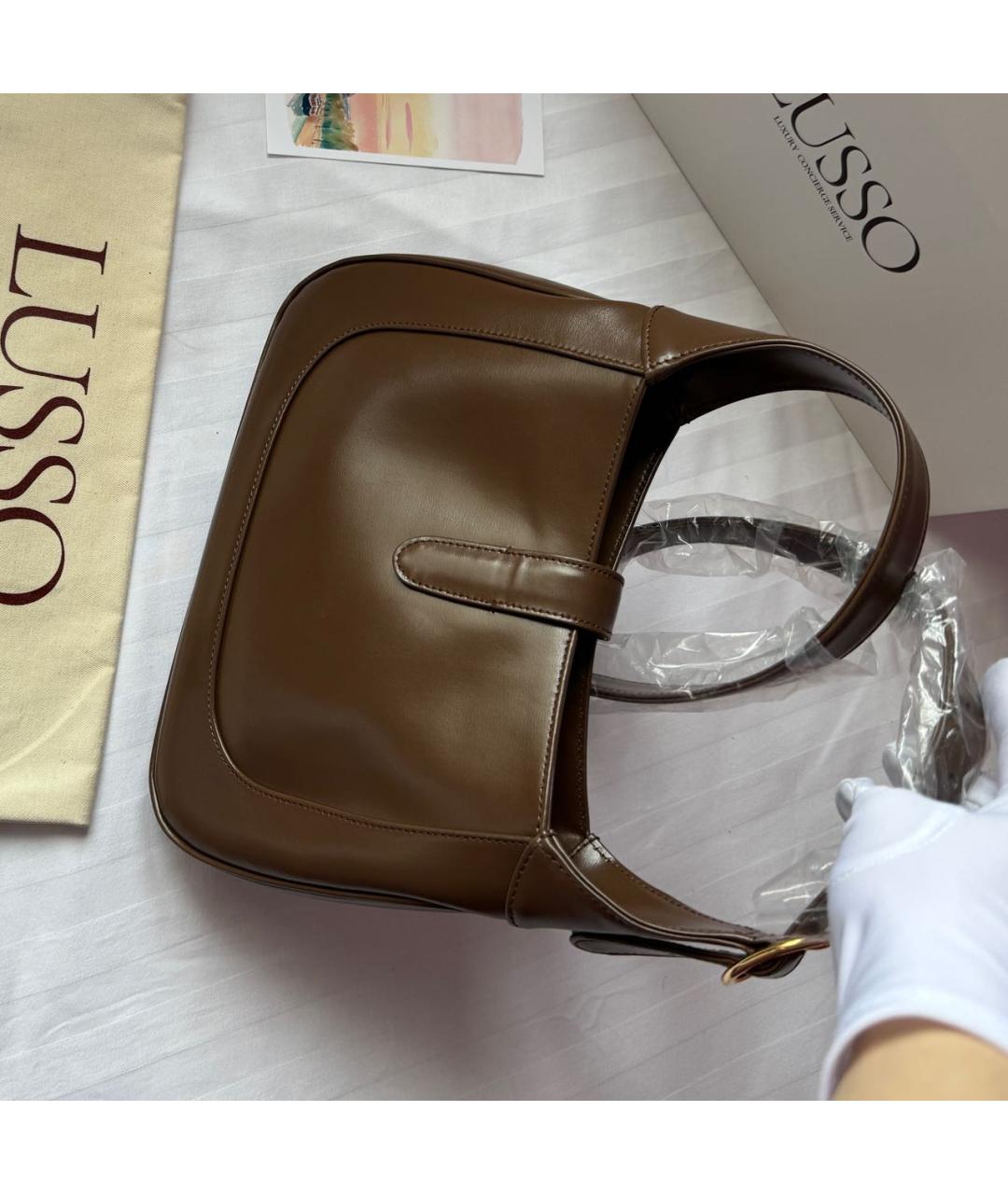 GUCCI Коричневая кожаная сумка с короткими ручками, фото 3