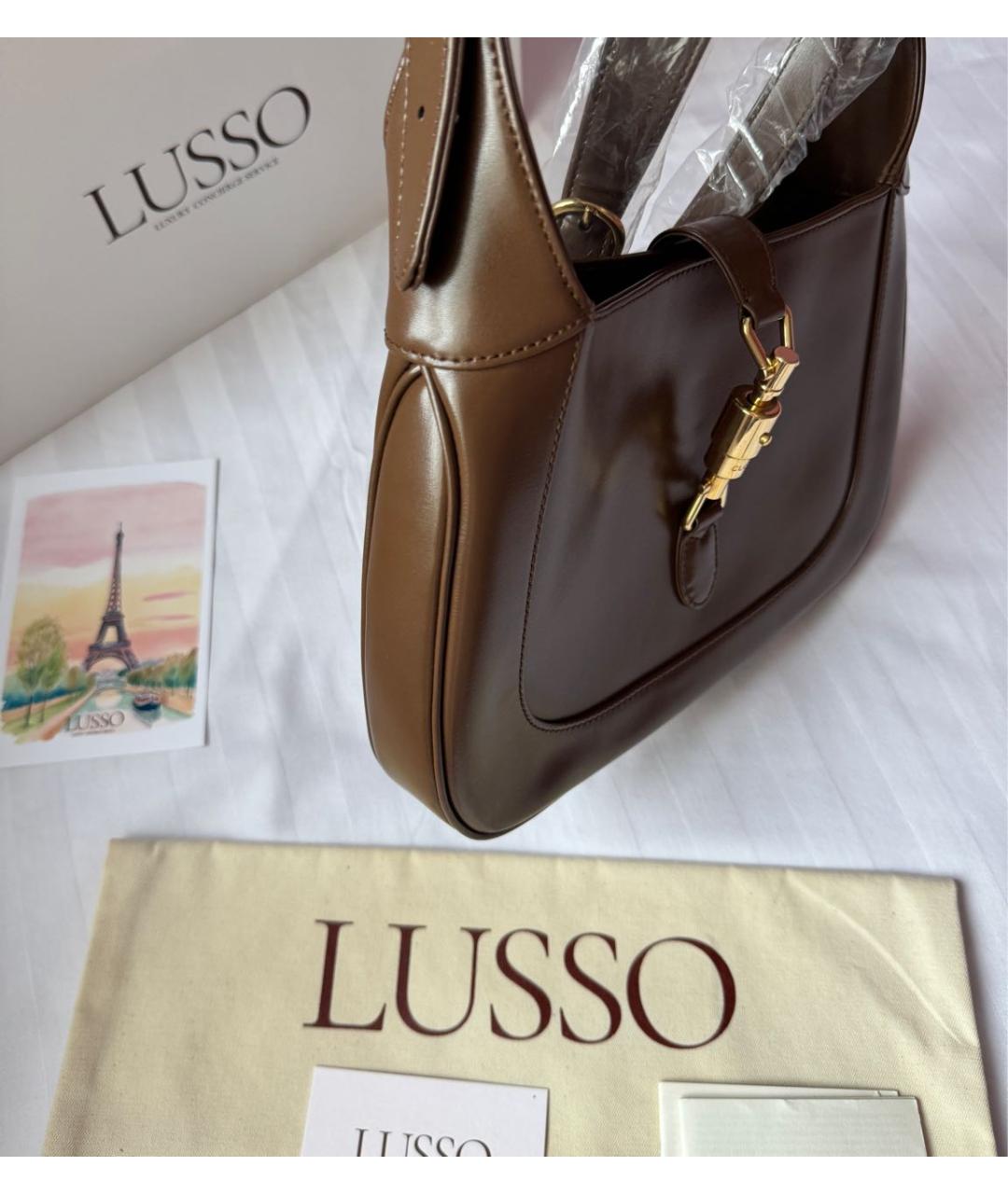 GUCCI Коричневая кожаная сумка с короткими ручками, фото 7