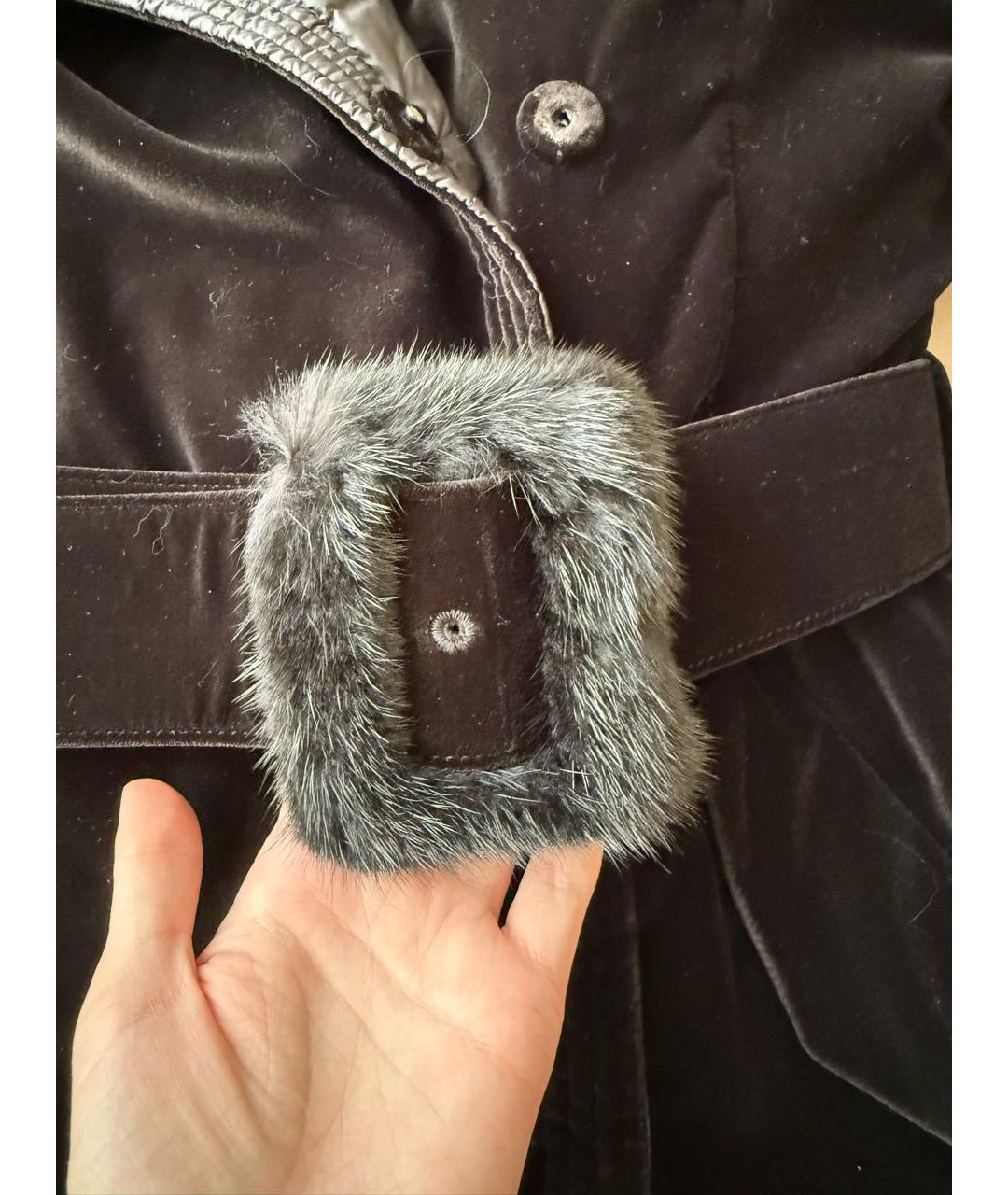 ERMANNO SCERVINO Черный бархатный пуховик, фото 6