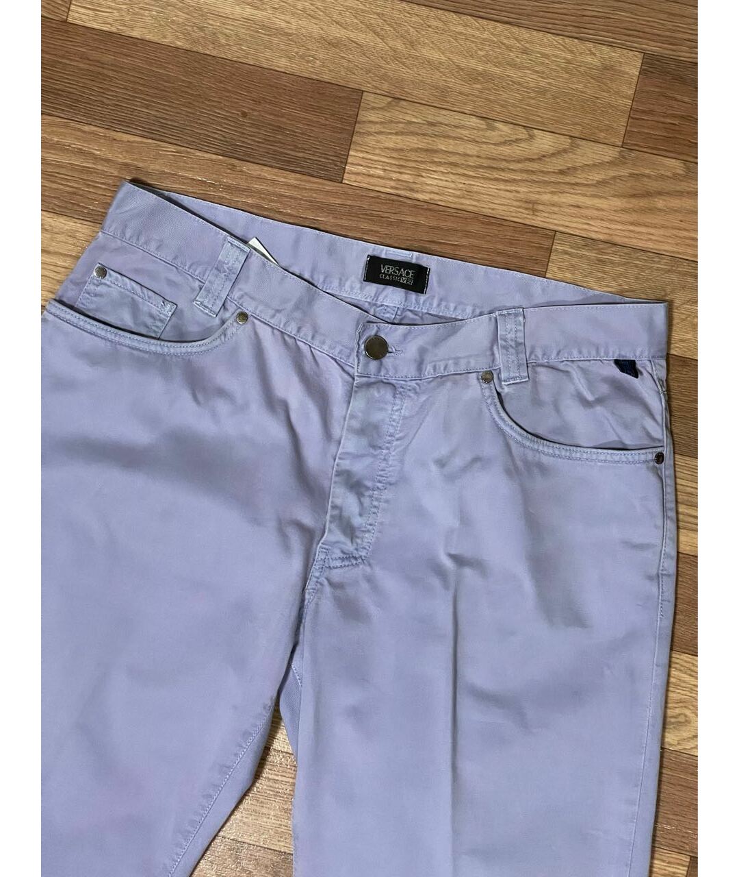 VERSACE VINTAGE Фиолетовые хлопковые прямые джинсы, фото 2