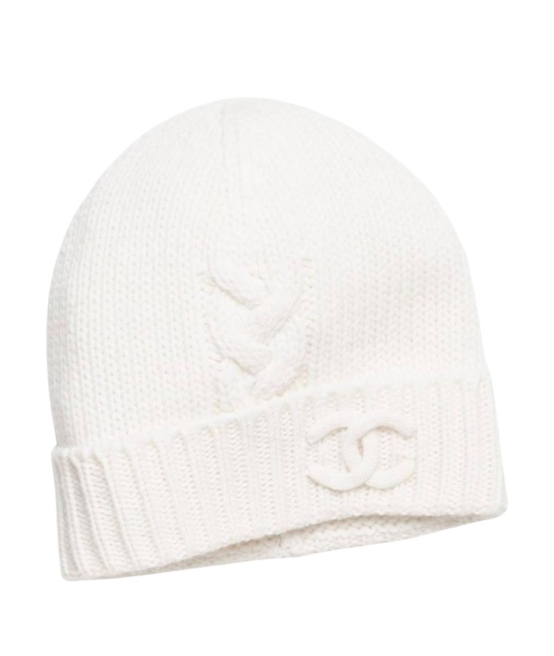 CHANEL Белая кашемировая шапка, фото 1
