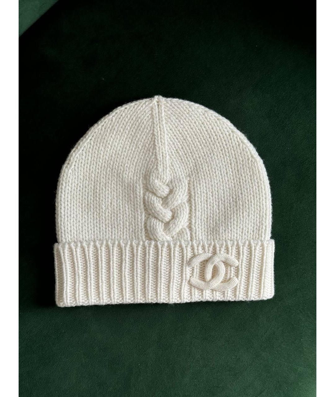 CHANEL Белая кашемировая шапка, фото 4