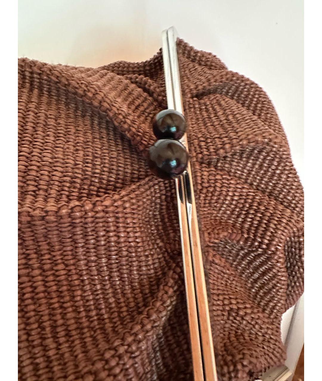 WEEKEND MAX MARA Коричневая пелетеная сумка с короткими ручками, фото 4