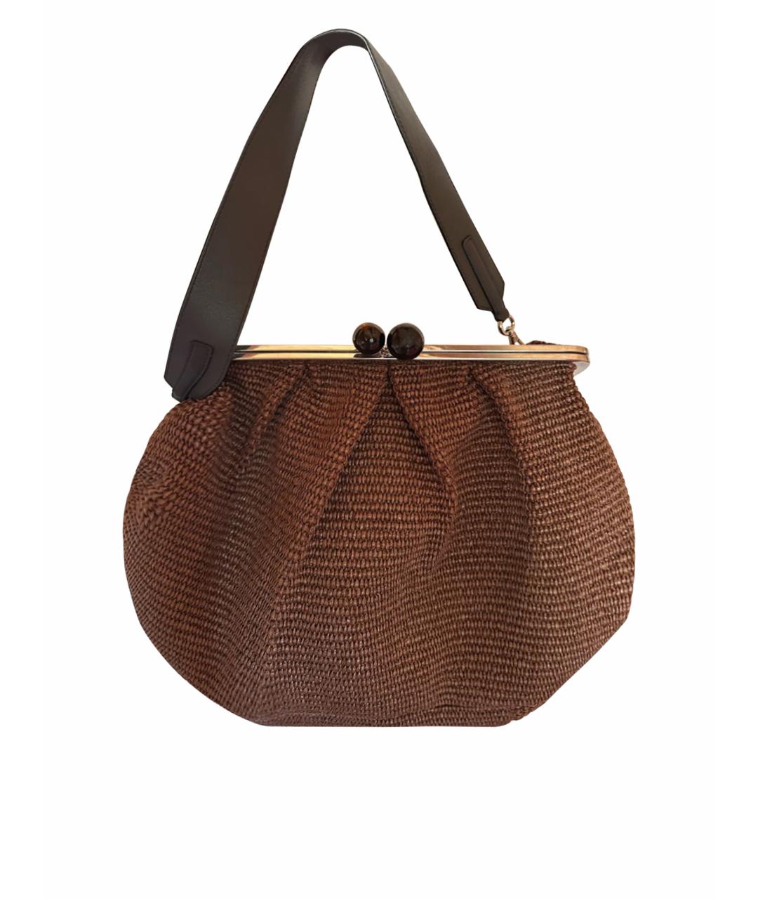 WEEKEND MAX MARA Коричневая пелетеная сумка с короткими ручками, фото 1