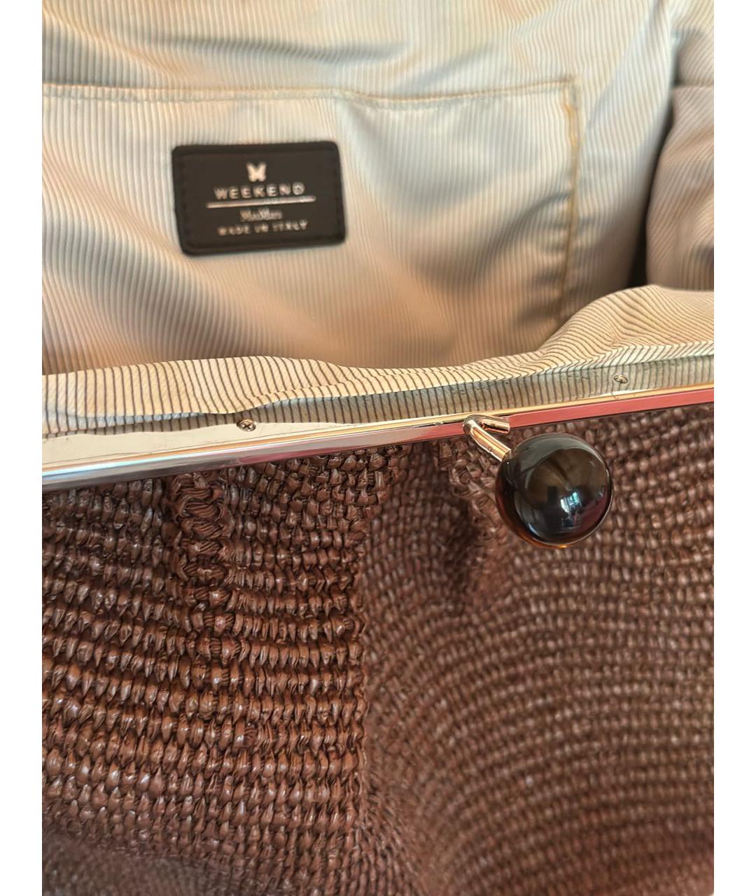 WEEKEND MAX MARA Коричневая пелетеная сумка с короткими ручками, фото 3