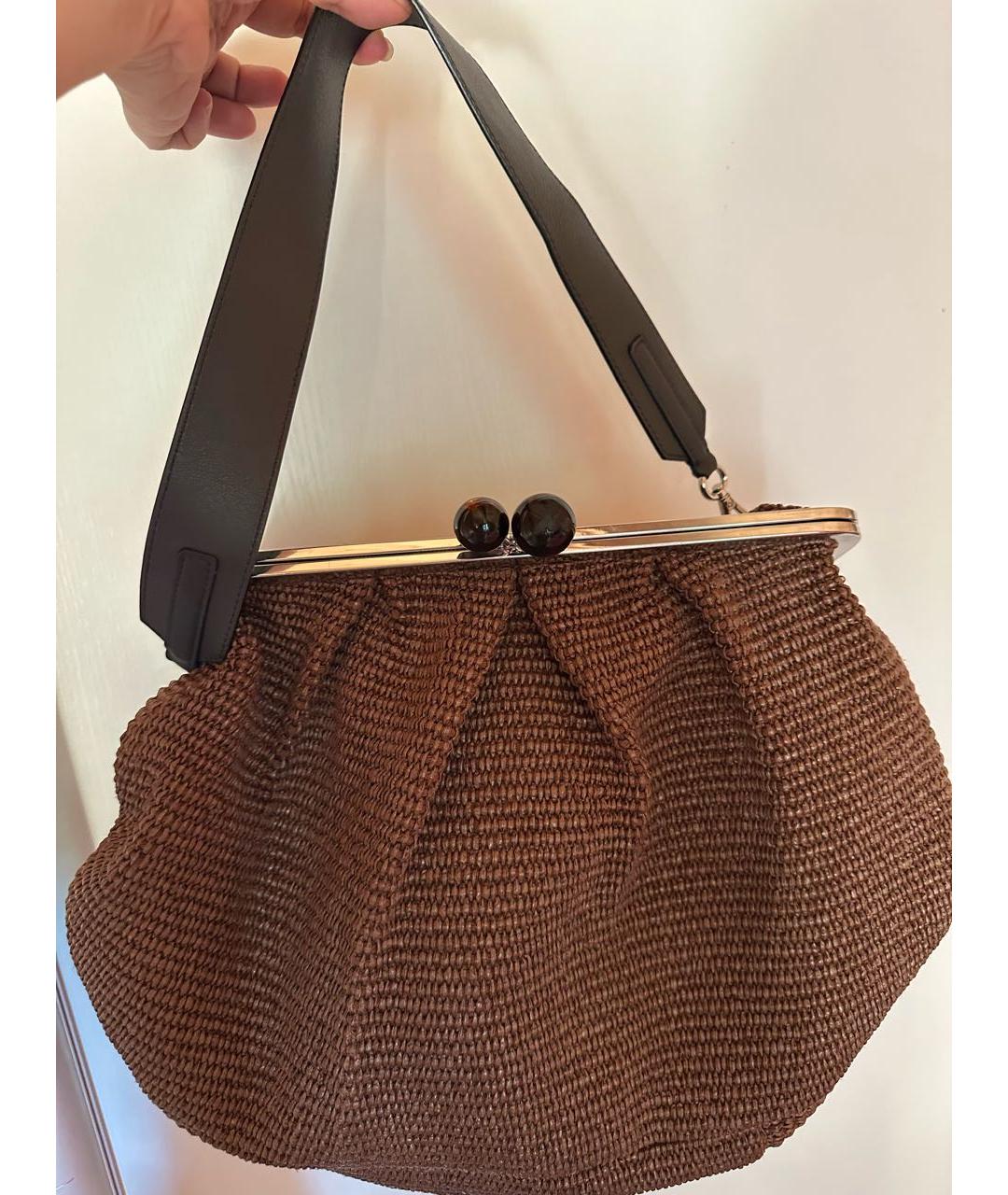 WEEKEND MAX MARA Коричневая пелетеная сумка с короткими ручками, фото 5