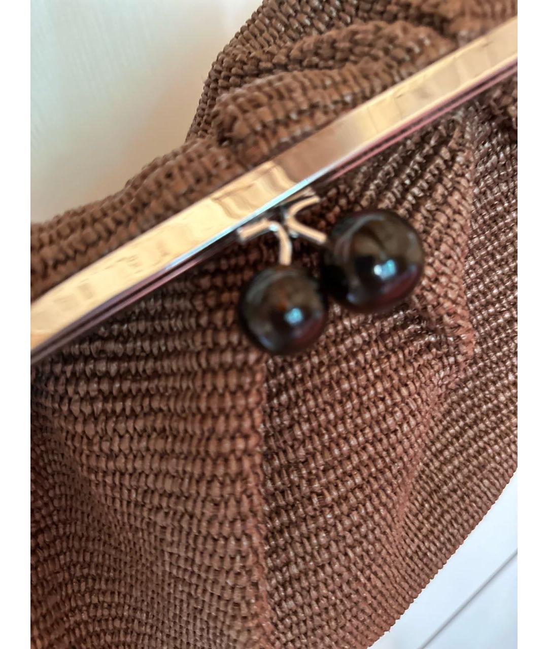 WEEKEND MAX MARA Коричневая пелетеная сумка с короткими ручками, фото 2