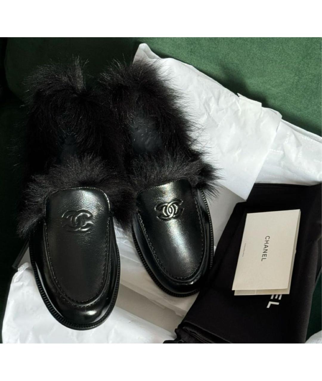 CHANEL Черные кожаные мокасины, фото 4
