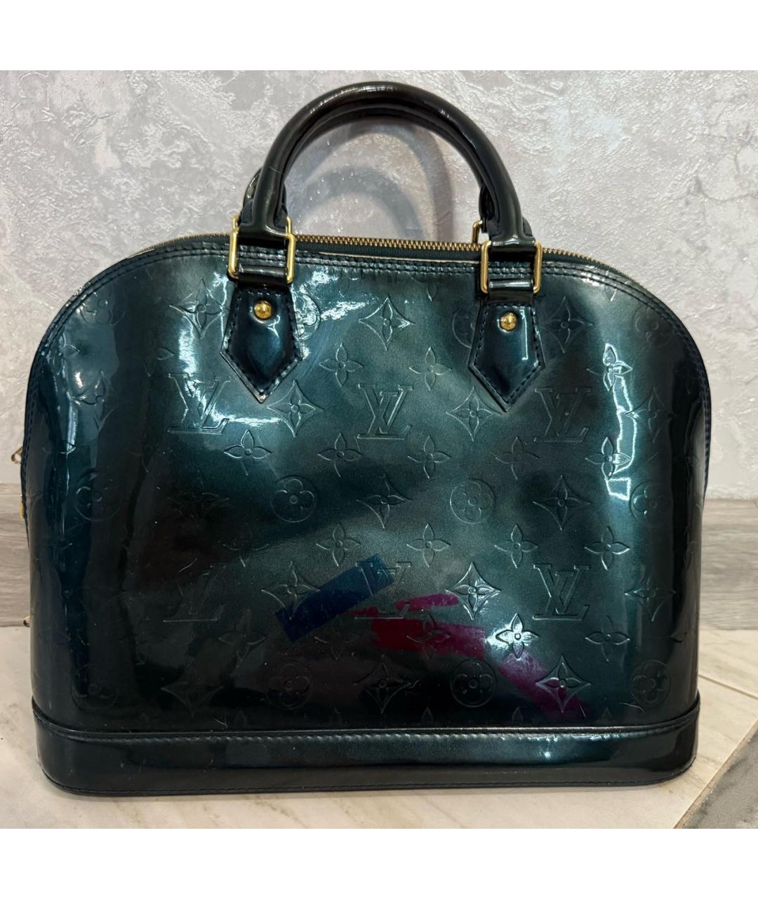 LOUIS VUITTON Бирюзовая сумка с короткими ручками из лакированной кожи, фото 3