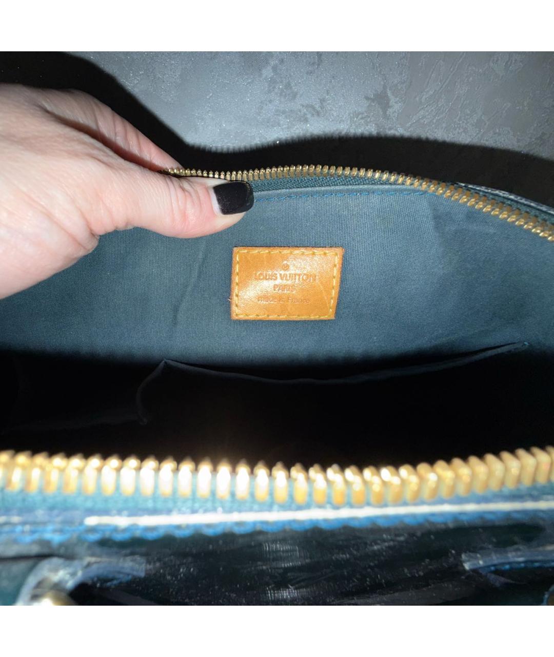 LOUIS VUITTON Бирюзовая сумка с короткими ручками из лакированной кожи, фото 4