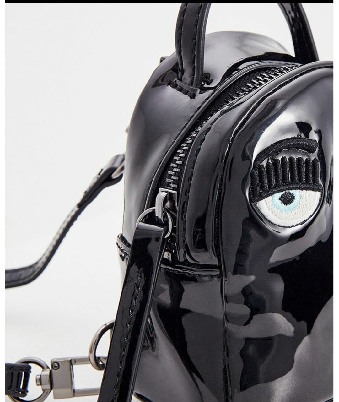 CHIARA FERRAGNI Черный рюкзак из лакированной кожи, фото 3