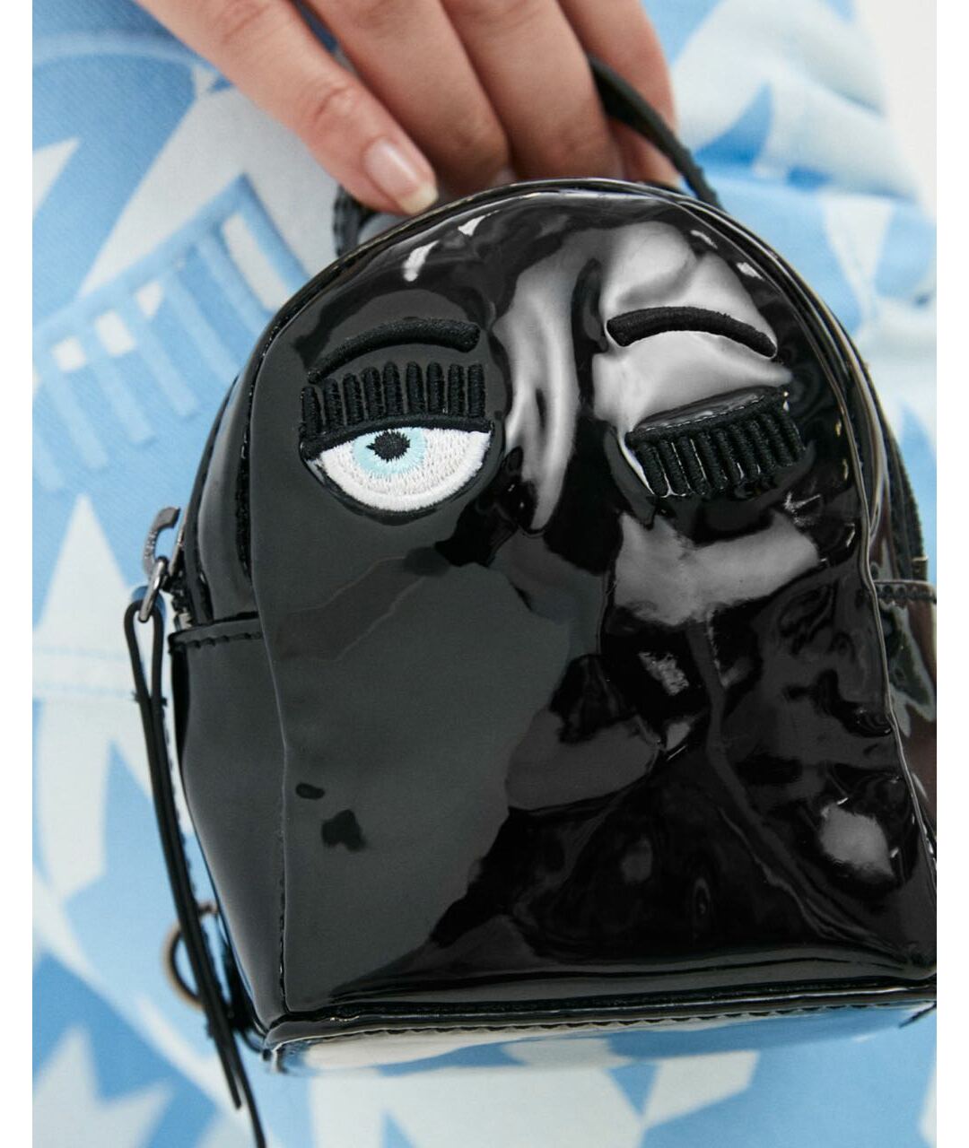 CHIARA FERRAGNI Черный рюкзак из лакированной кожи, фото 5