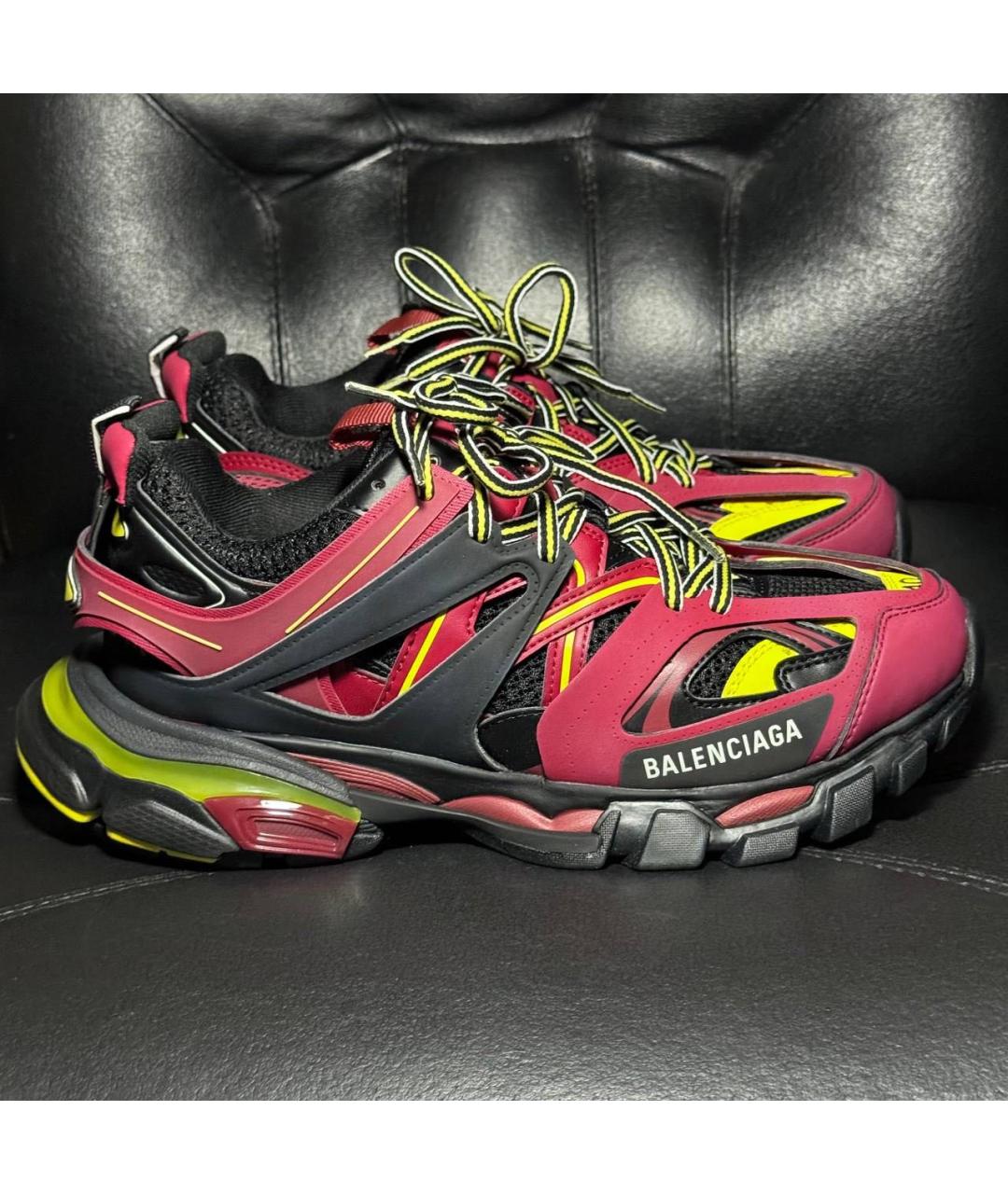 BALENCIAGA Бордовые текстильные низкие кроссовки / кеды, фото 9