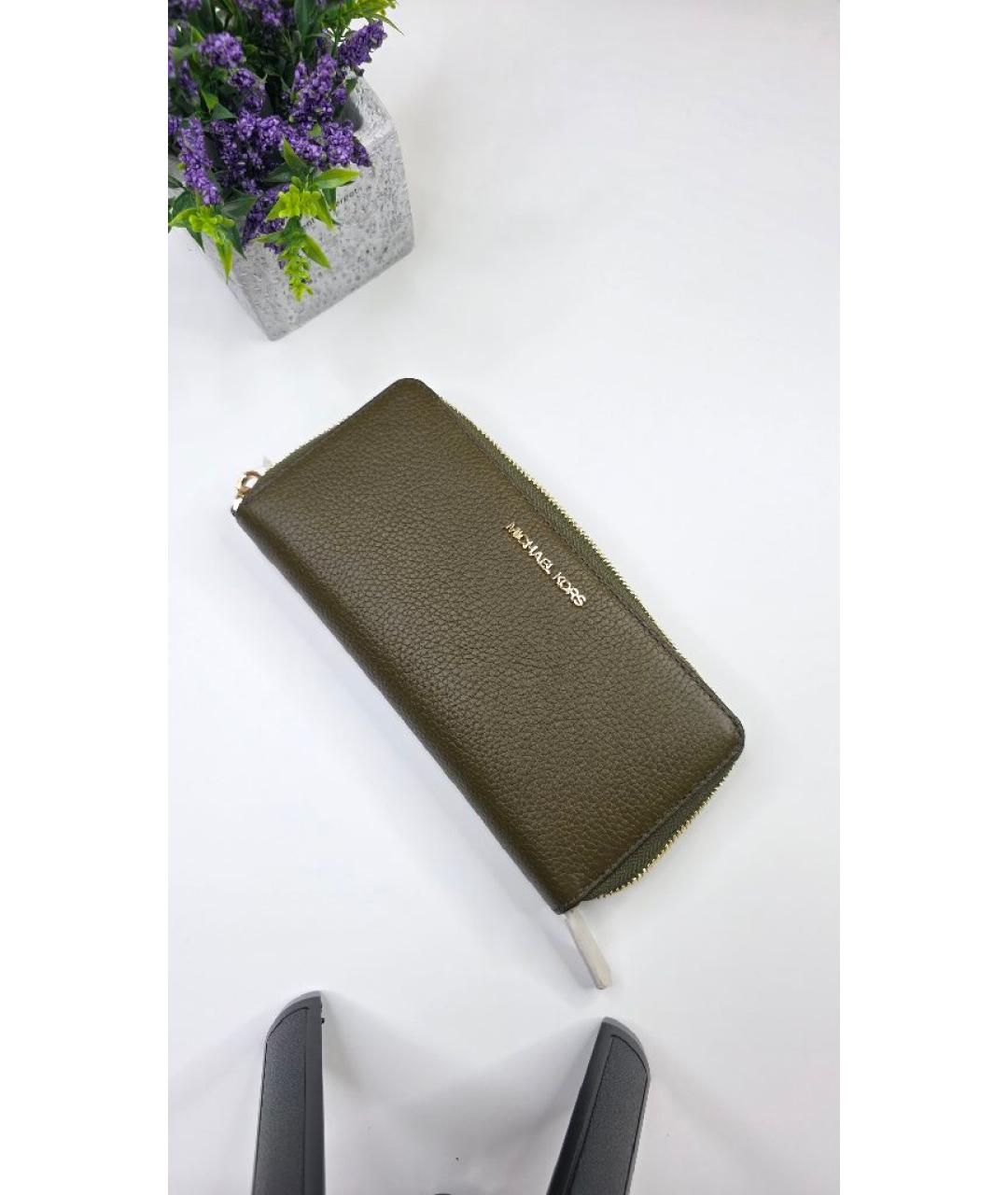 MICHAEL KORS Хаки кожаный кошелек, фото 5