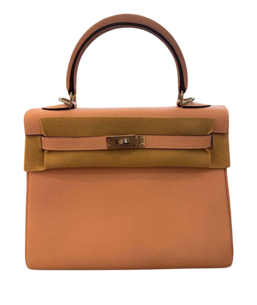 HERMES Розовая кожаная сумка с короткими ручками, фото 1