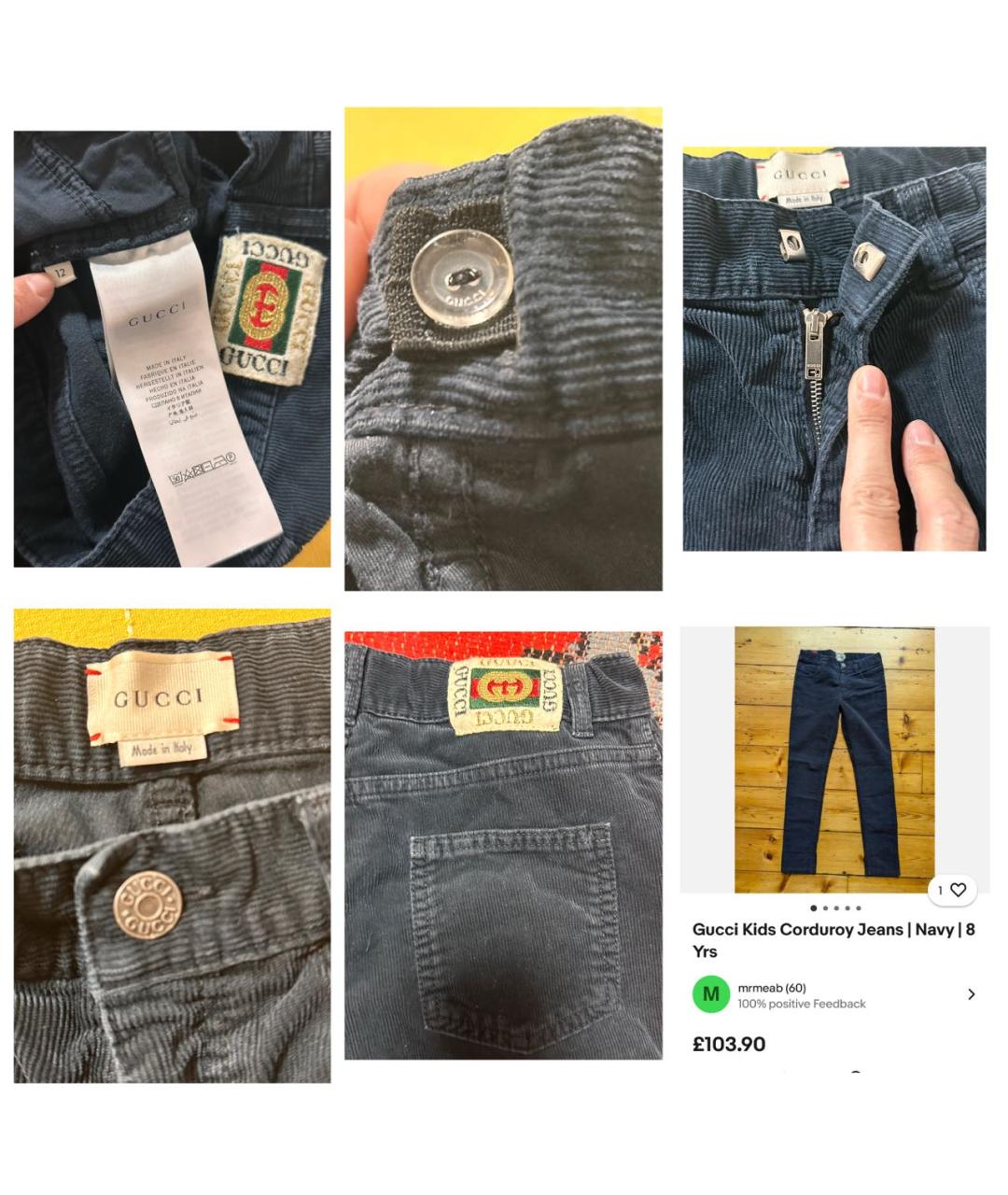 GUCCI Темно-синие бархатные детские джинсы, фото 6