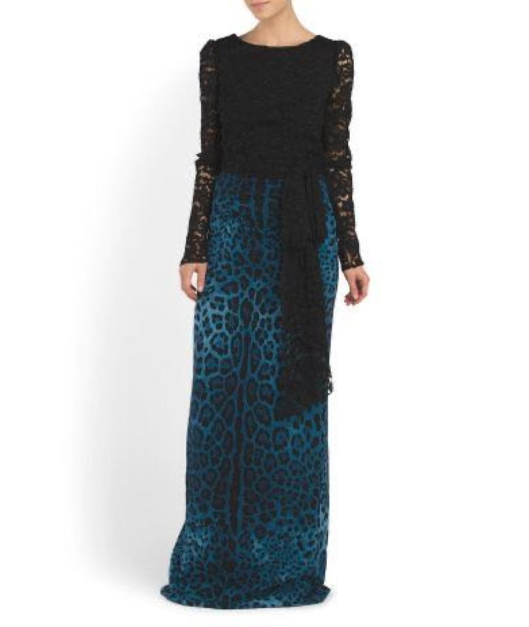 DOLCE&GABBANA Синее хлопковое вечернее платье, фото 3