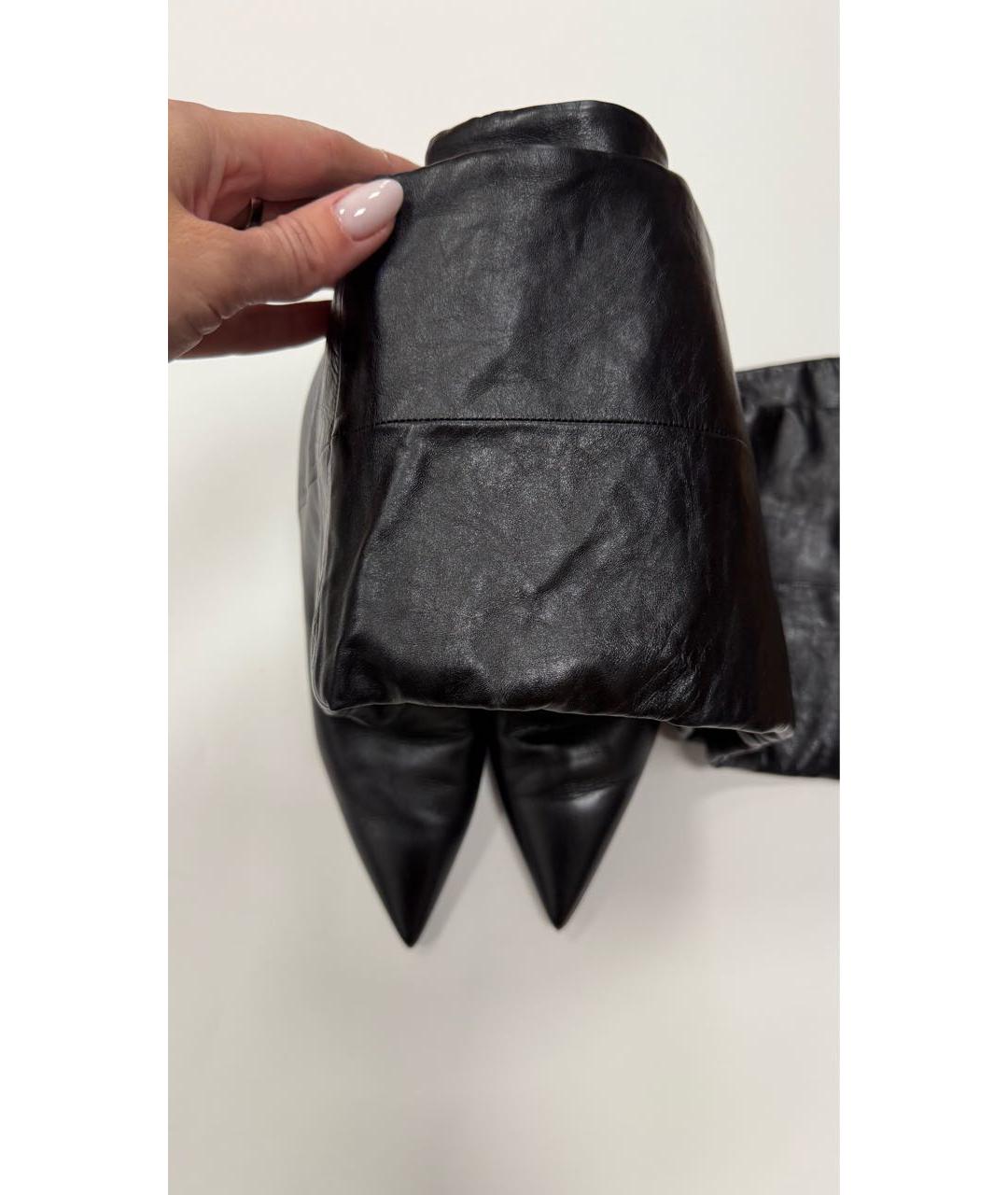 SAINT LAURENT Черные кожаные ботфорты, фото 2