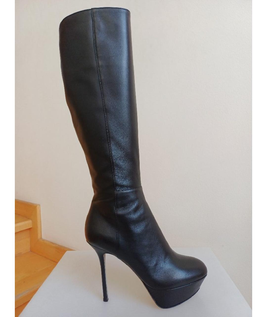 SERGIO ROSSI Черные кожаные сапоги, фото 8