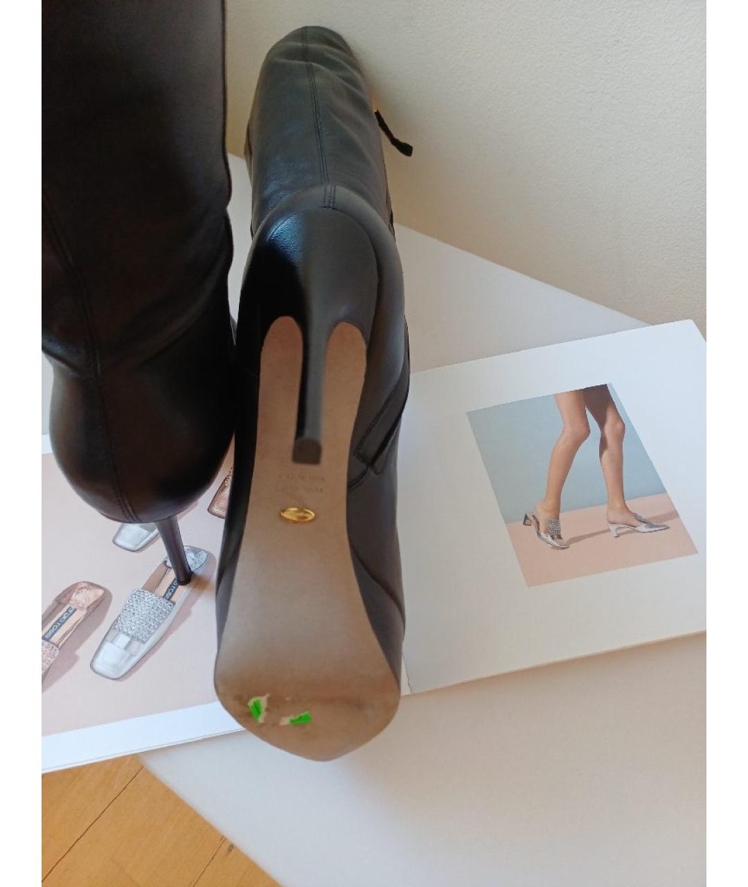 SERGIO ROSSI Черные кожаные сапоги, фото 7