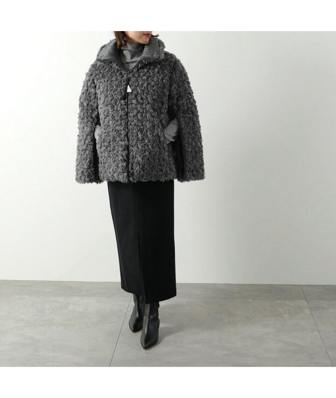 MONCLER Серый меховой пуховик, фото 6