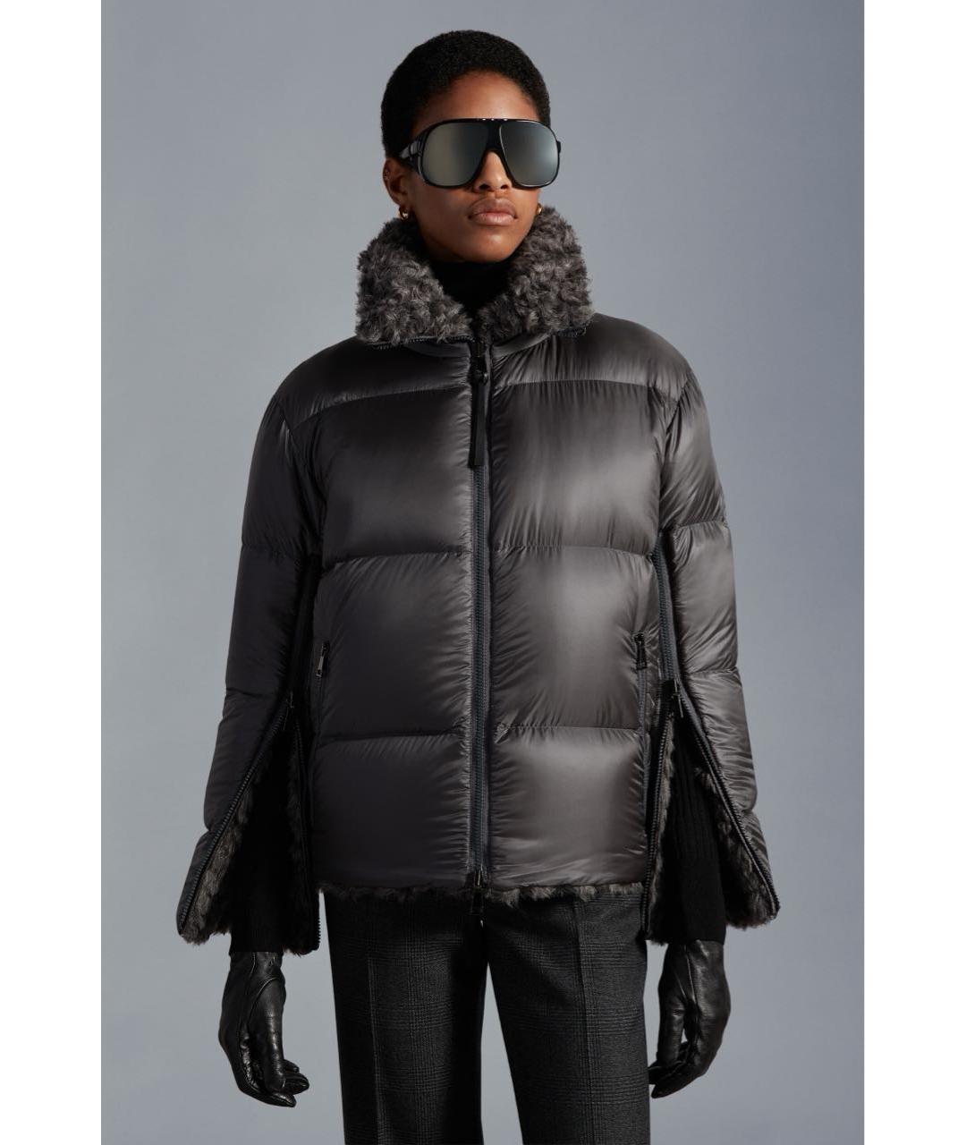 MONCLER Серый меховой пуховик, фото 3