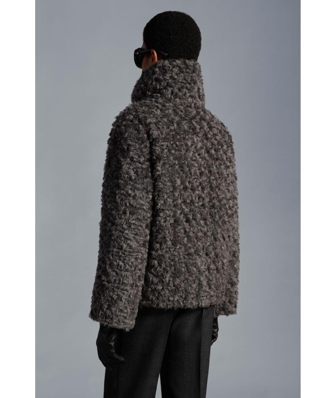 MONCLER Серый меховой пуховик, фото 5