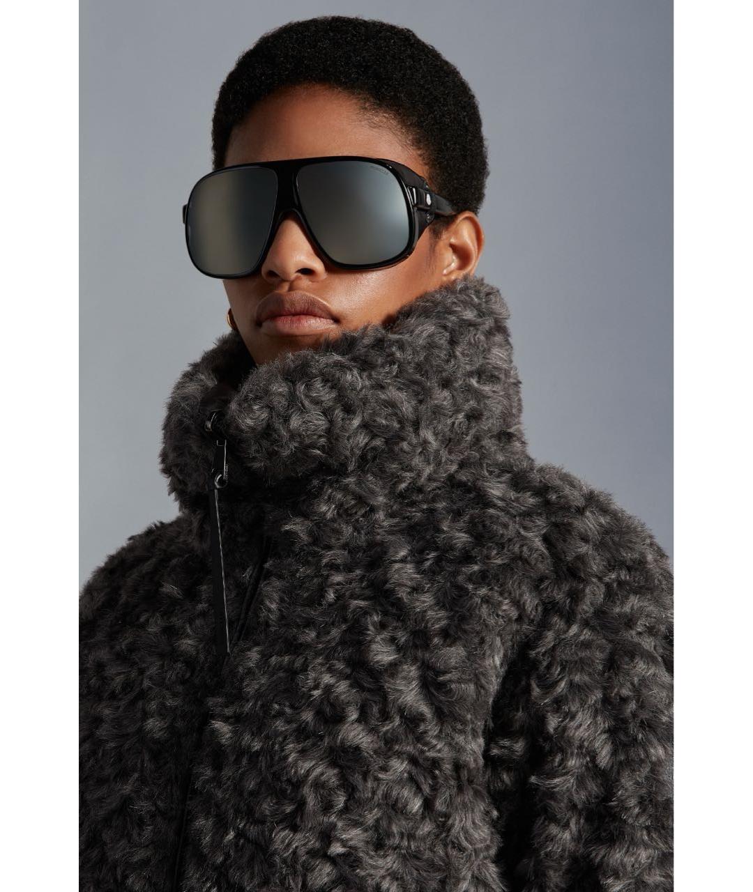 MONCLER Серый меховой пуховик, фото 4