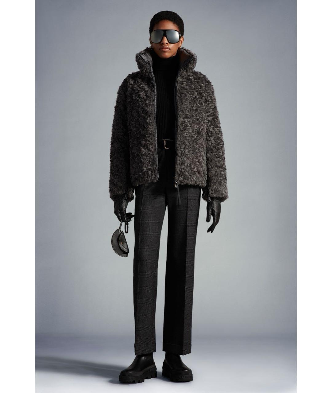 MONCLER Серый меховой пуховик, фото 2