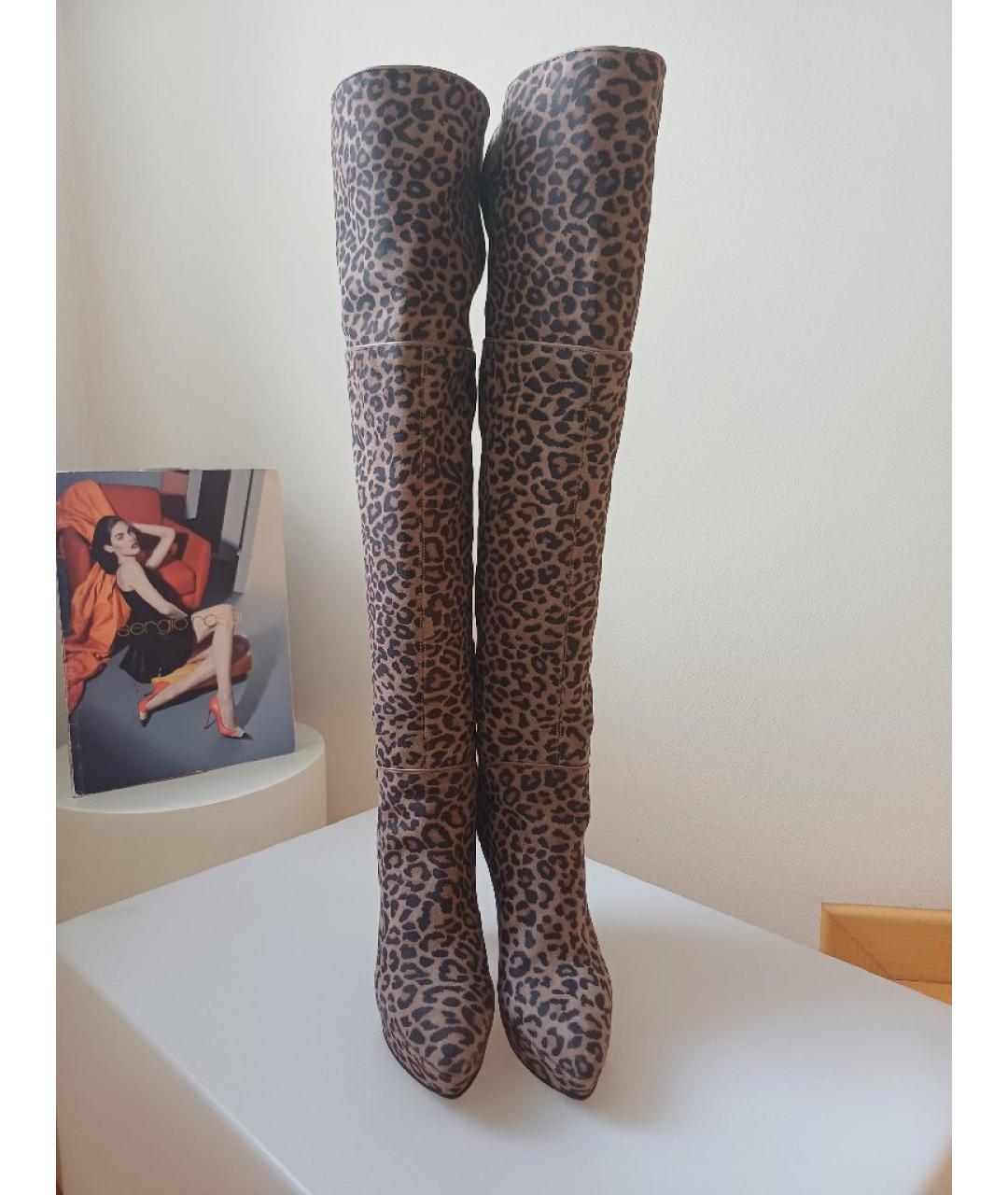 SERGIO ROSSI Коричневые замшевые ботфорты, фото 5