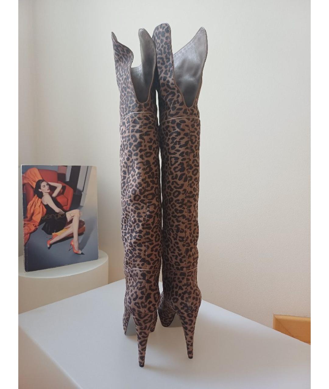 SERGIO ROSSI Коричневые замшевые ботфорты, фото 6