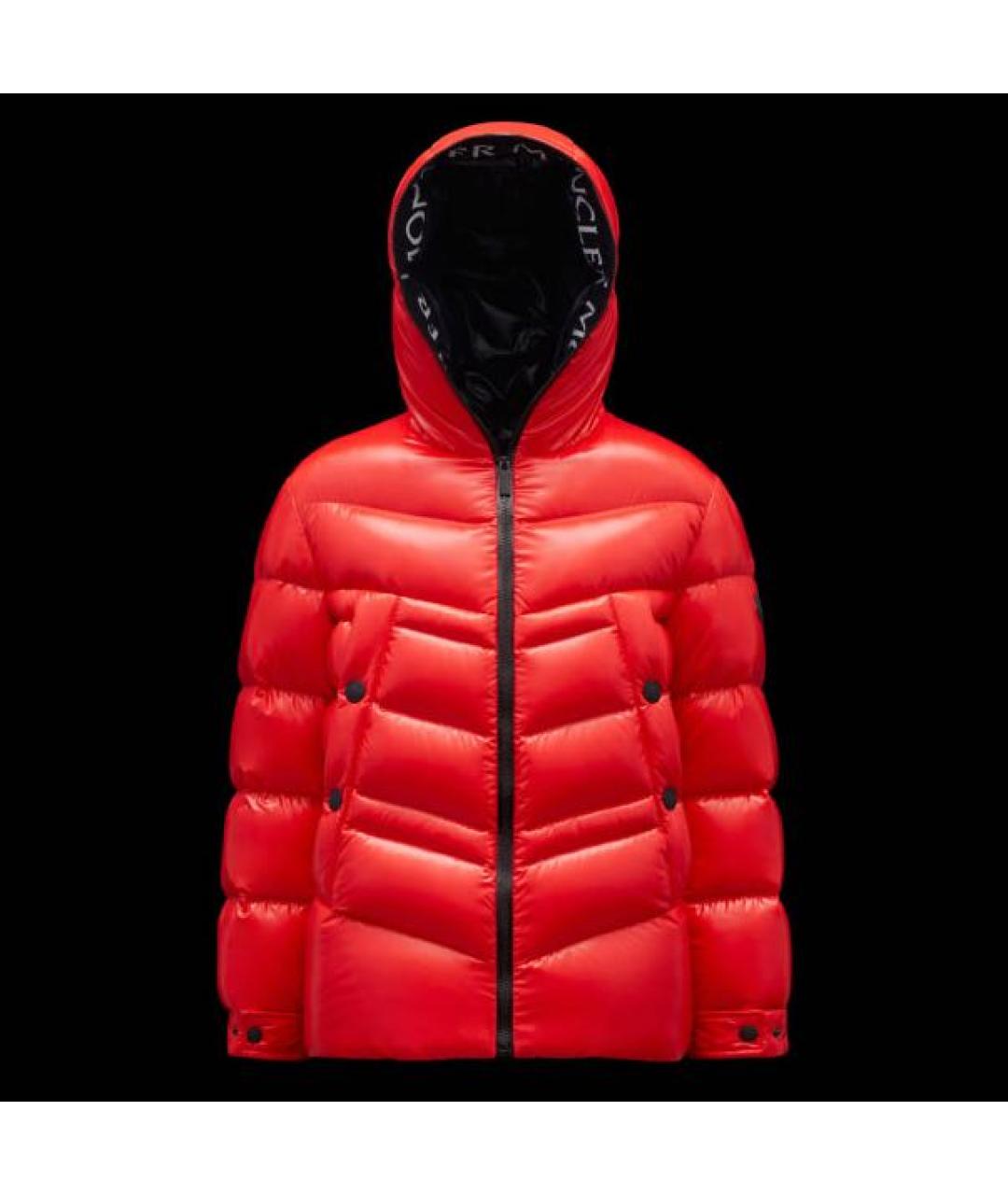 MONCLER Красный хлопковый пуховик, фото 4