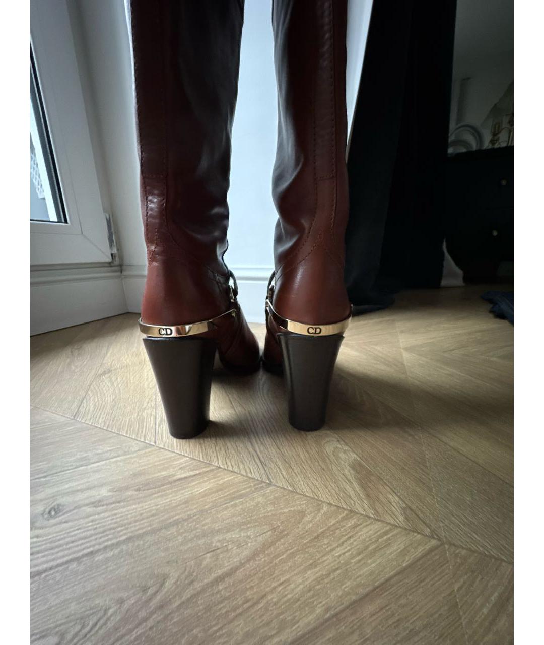 CHRISTIAN DIOR Коричневые кожаные сапоги, фото 4