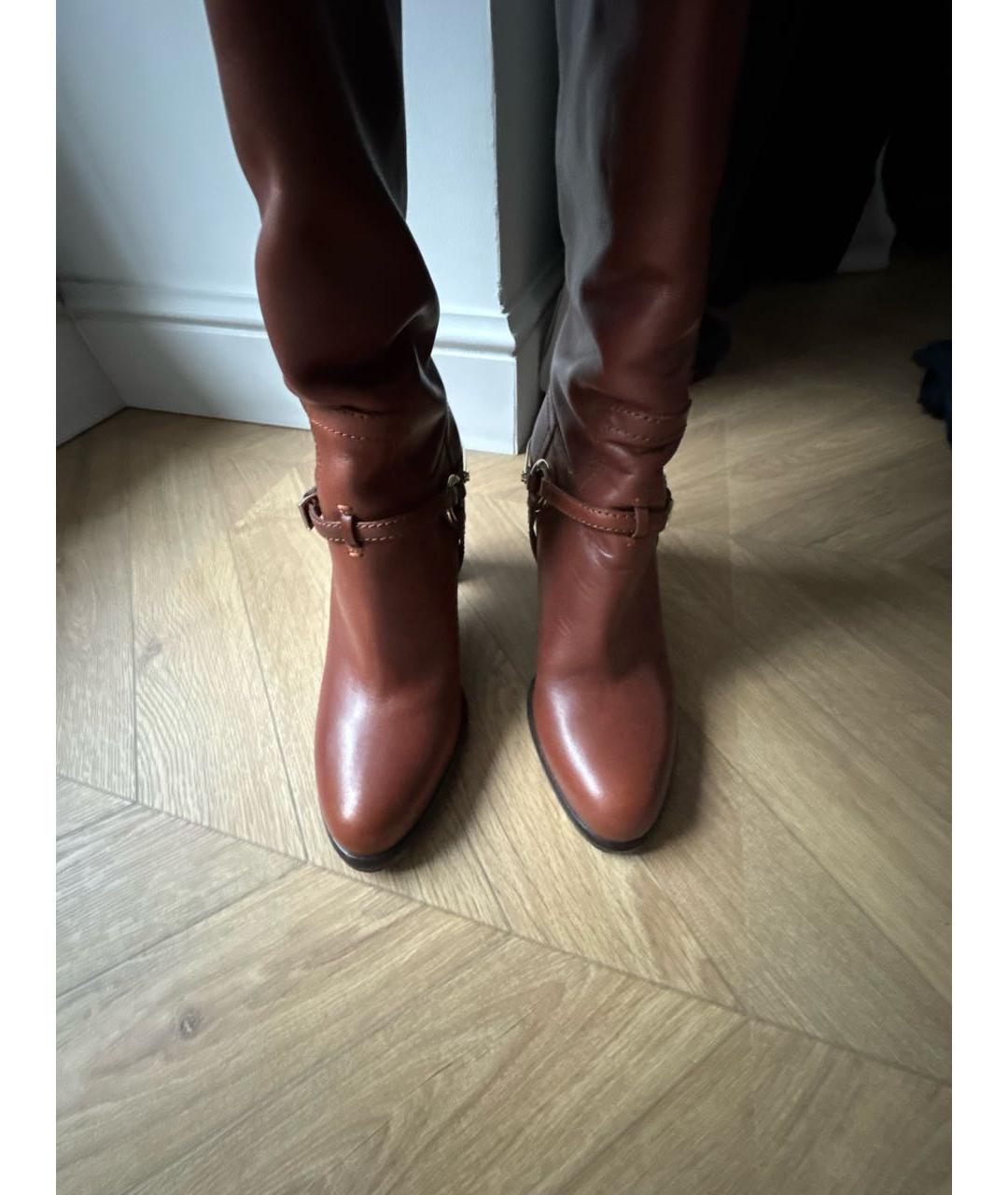 CHRISTIAN DIOR Коричневые кожаные сапоги, фото 3