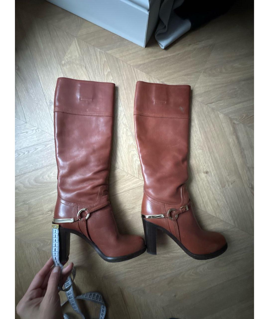 CHRISTIAN DIOR Коричневые кожаные сапоги, фото 5