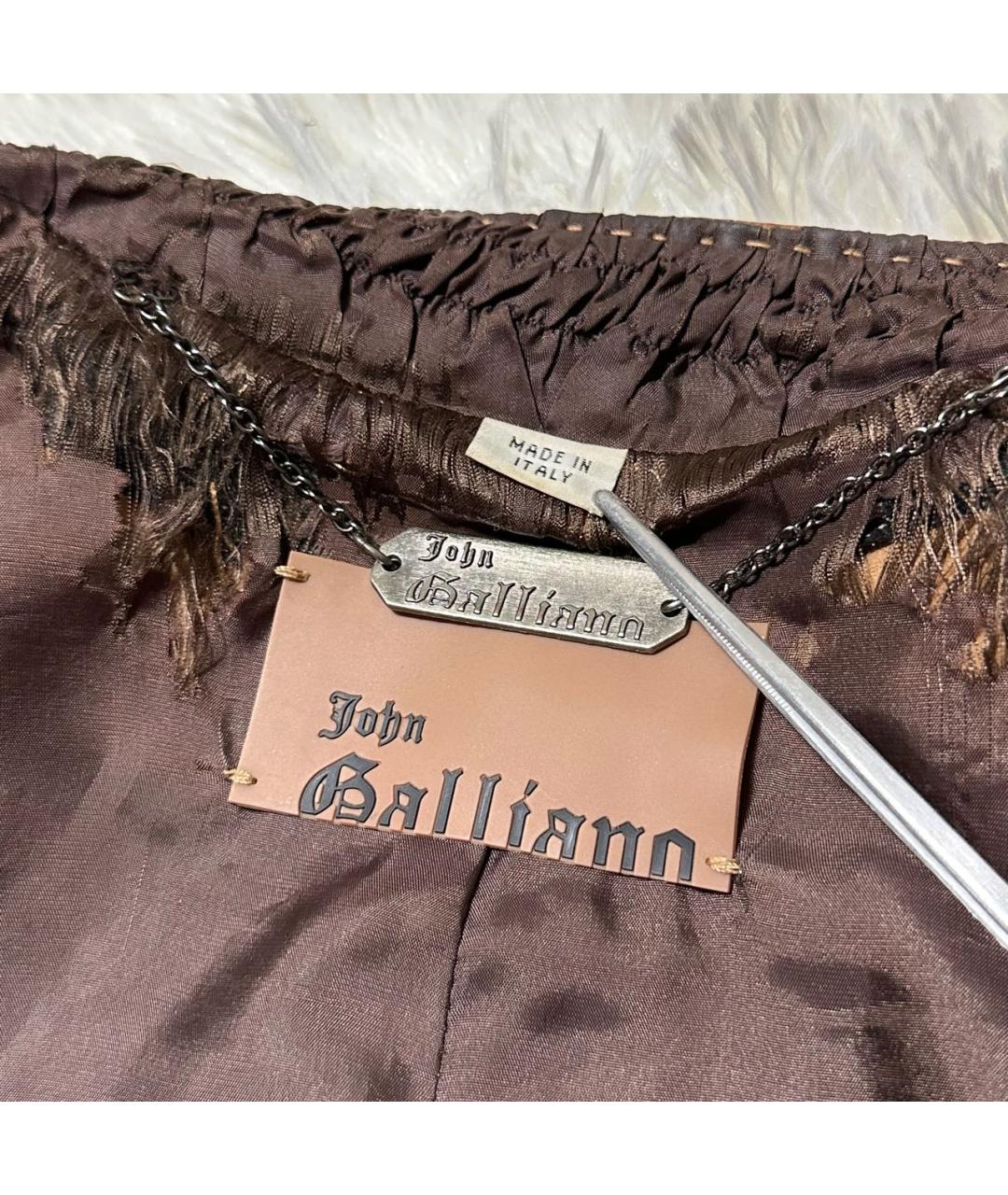 JOHN GALLIANO Коричневая кожаная куртка, фото 3