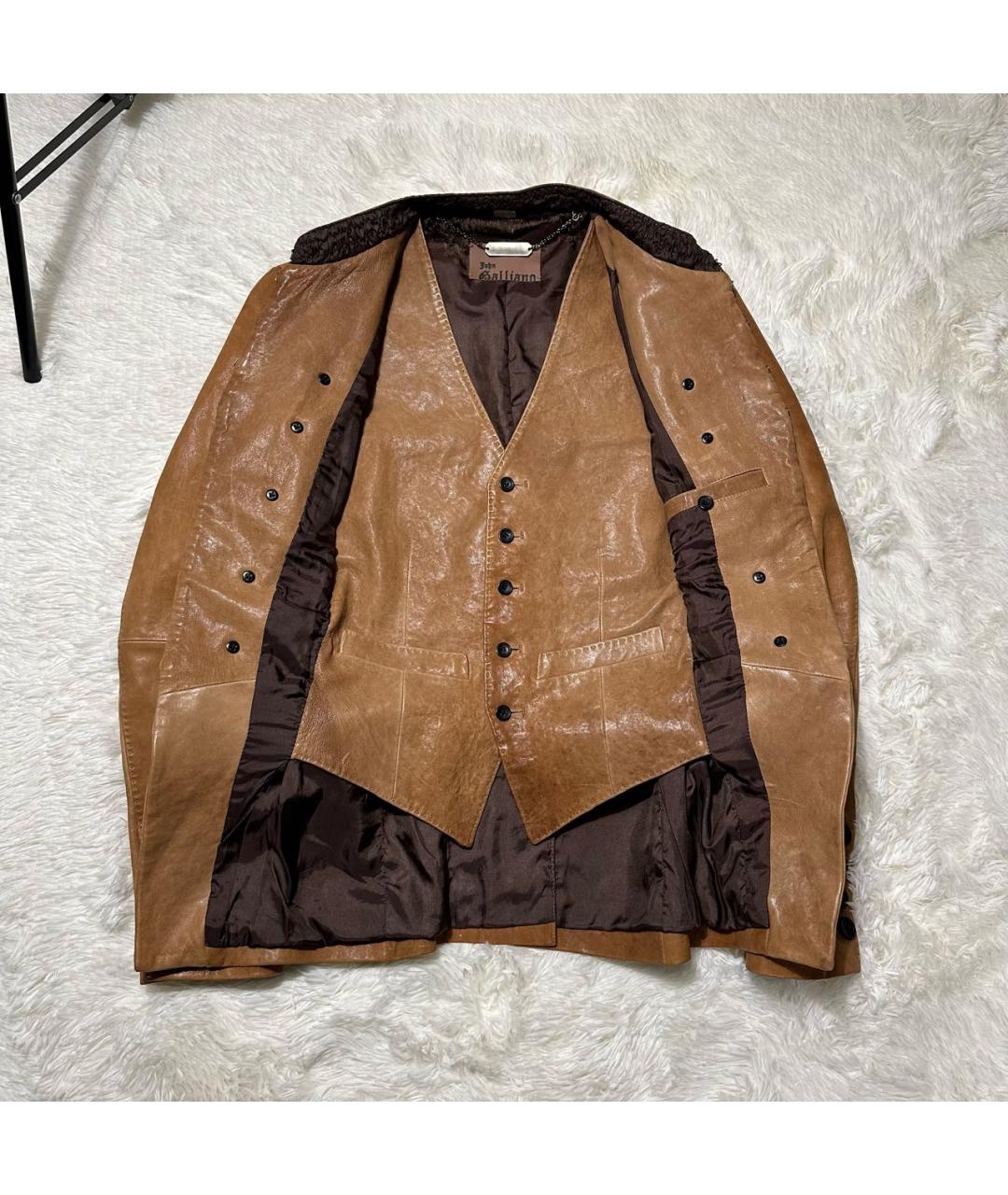 JOHN GALLIANO Коричневая кожаная куртка, фото 7
