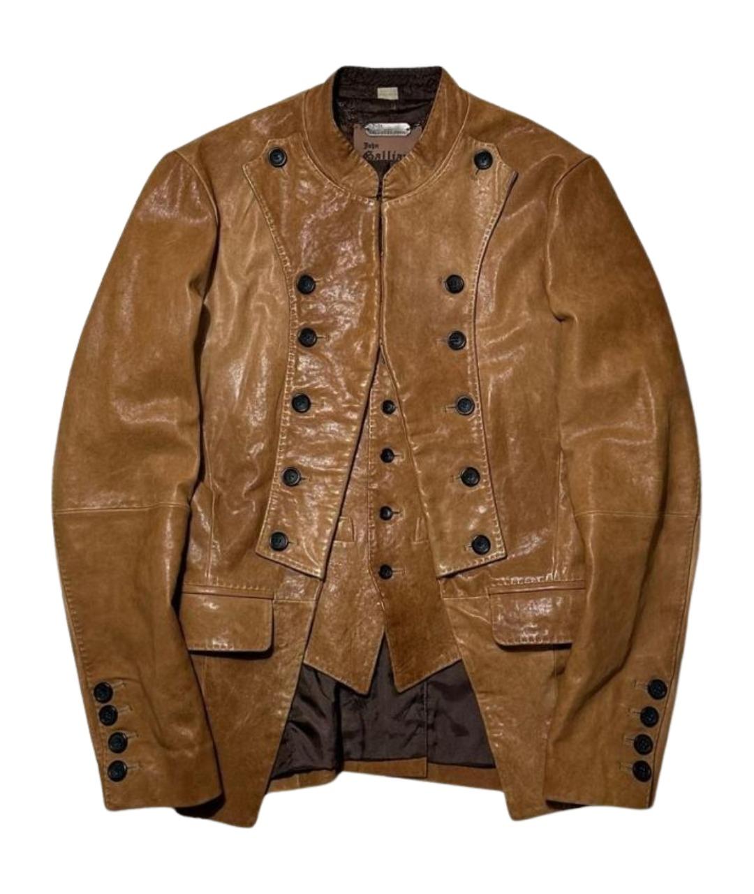 JOHN GALLIANO Коричневая кожаная куртка, фото 1