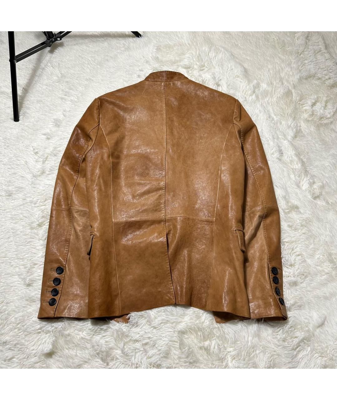 JOHN GALLIANO Коричневая кожаная куртка, фото 2