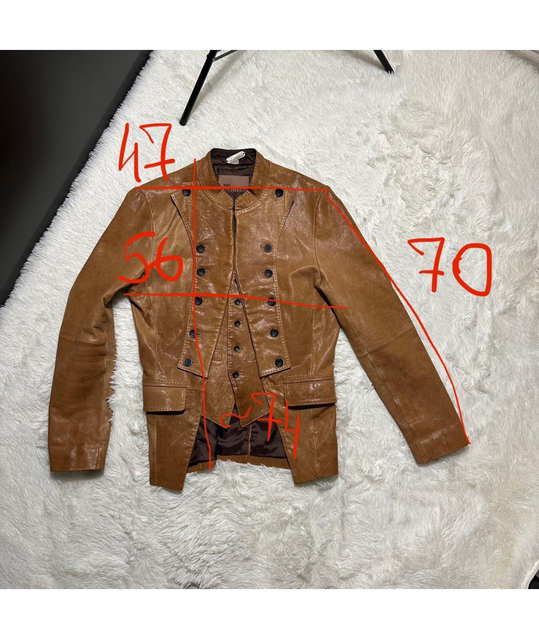 JOHN GALLIANO Коричневая кожаная куртка, фото 8