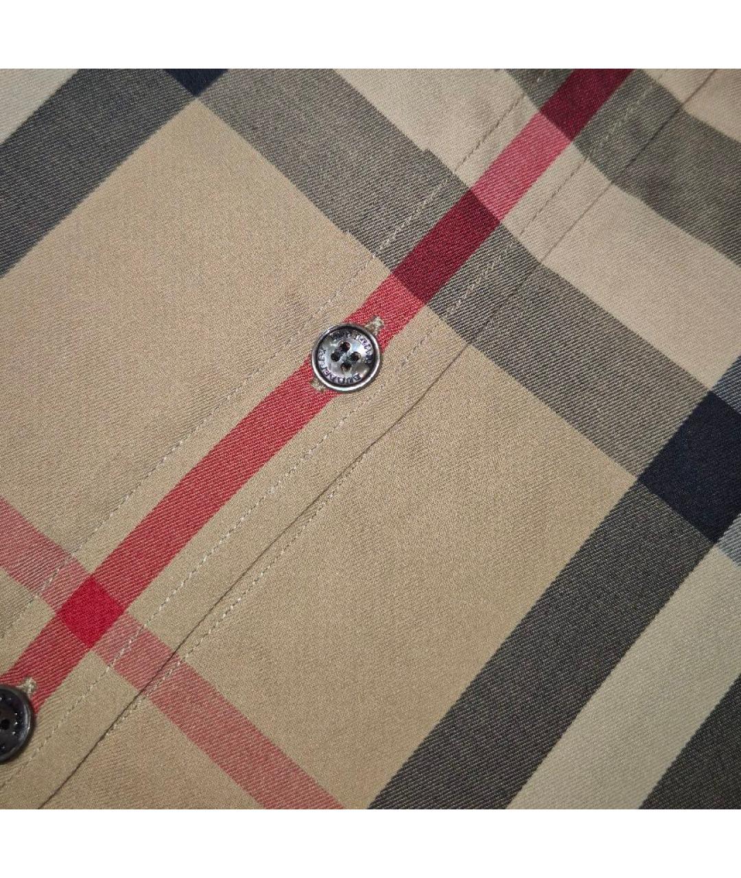 BURBERRY Бежевая хлопко-эластановая рубашка, фото 6