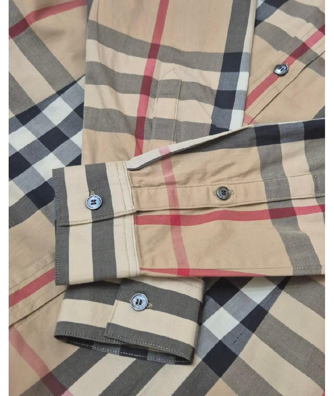 BURBERRY Бежевая хлопко-эластановая рубашка, фото 7