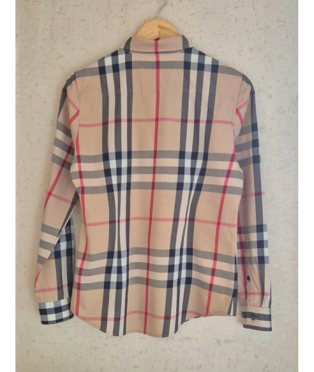 BURBERRY Бежевая хлопко-эластановая рубашка, фото 2