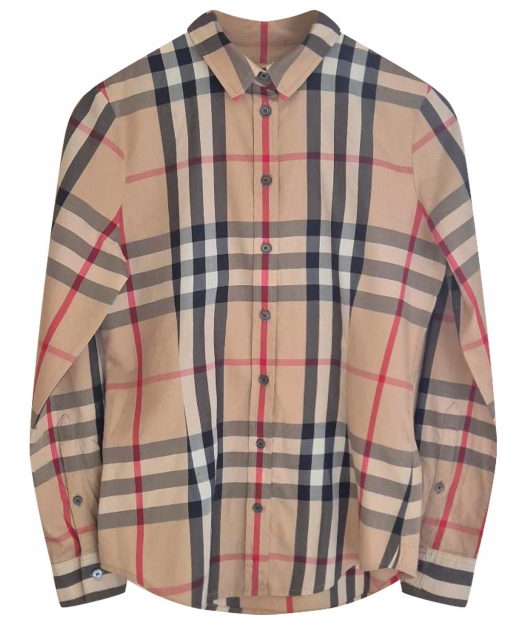 BURBERRY Бежевая хлопко-эластановая рубашка, фото 1
