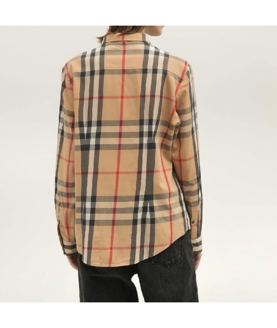 BURBERRY Бежевая хлопко-эластановая рубашка, фото 3